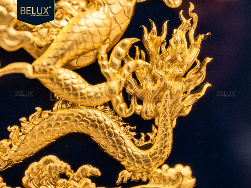 Tranh Thiên Long Bích Vân Dát Vàng 24k 34x27cm